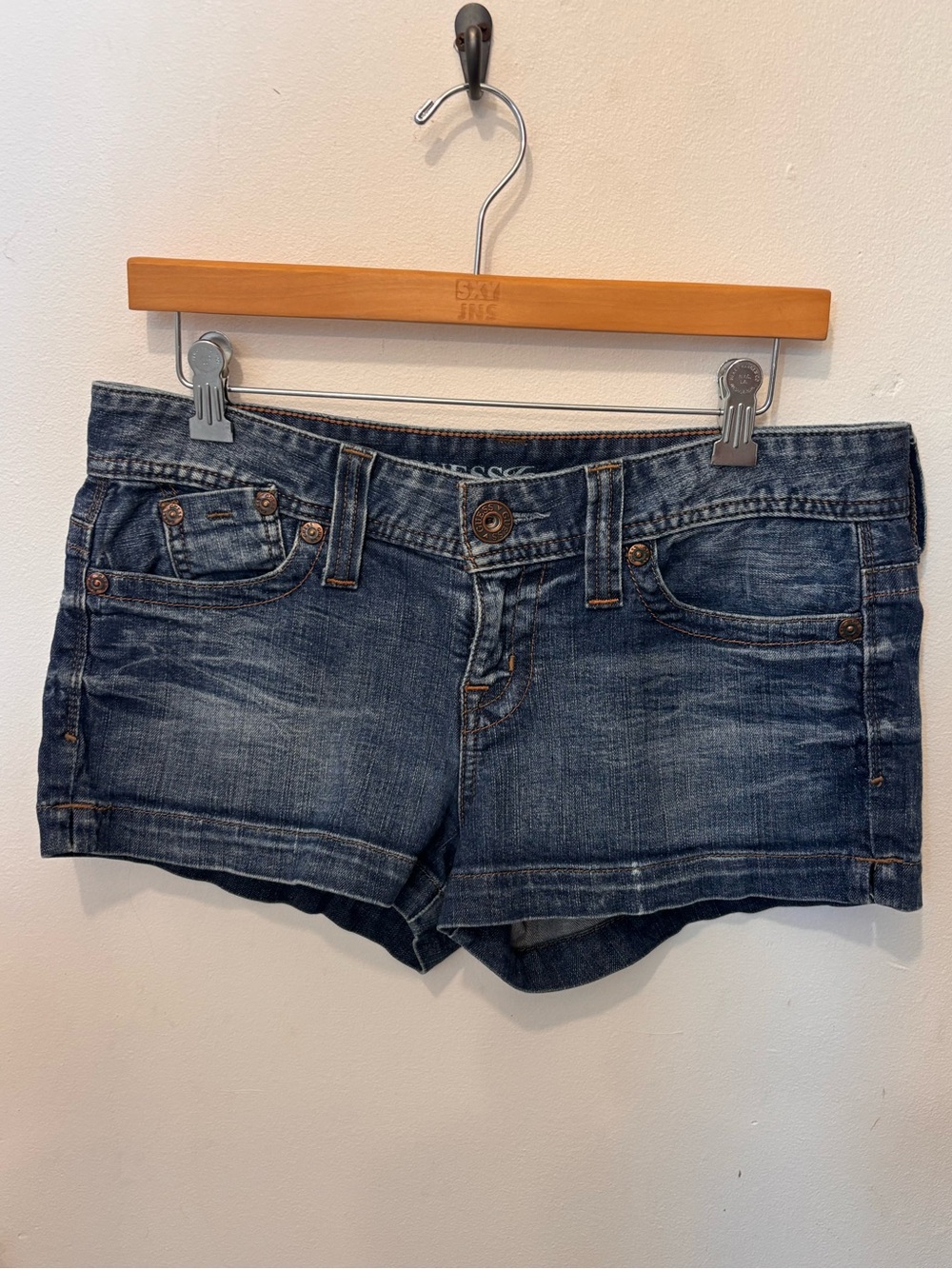 Guess Dark Blue Denim Low-Rise Jean Shorts